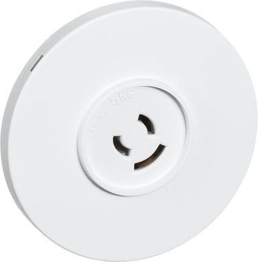 lampestikkontakt Rund ø 80 mm indsats med afdækning 2 leder + jord hvid - 1