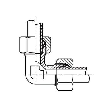 Vinkel samler Ø6 L rustfri - 1