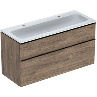 Geberit Icon møbelpakke 1200 x 480 x 630 mm 2 skuffer nøddetræ porcelæn melamin træstruktur - 1