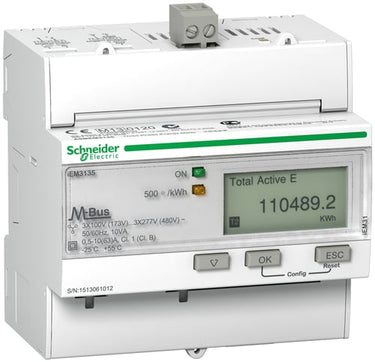 Acti9 3 faset Kilowatt-time måler MBUS til montering på DIN skinne IEM3135 - 1