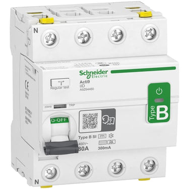 Fejlstrømsafbryder AC/DC RCCB PFI 4P 80 A 300 mA type B - super immun - 1