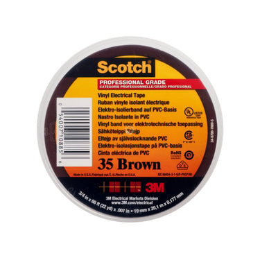 Scotch® 35 brun farvebestandig mærke- og isolationstape 19 mm x 20 m 0.18mm tyk - 1
