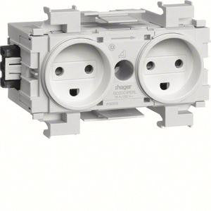 Ecoline 2xDK stikkontakt for frontmontage RAL 9016 - 1
