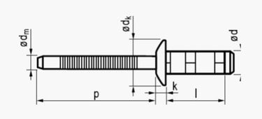 4.0X16 rundhovedet rustfri/rustfri blindnitte åben multigrip - 1