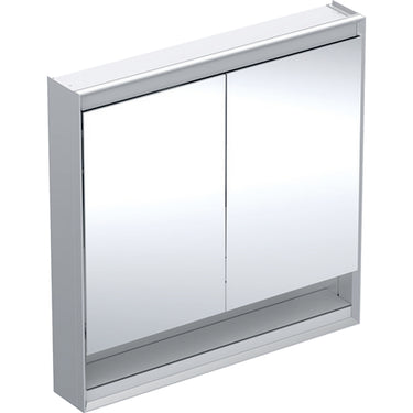 Geberit ONE spejlskab med underhylde og ComfortLight 2 låger væg 90 x 90 cm alu - 1