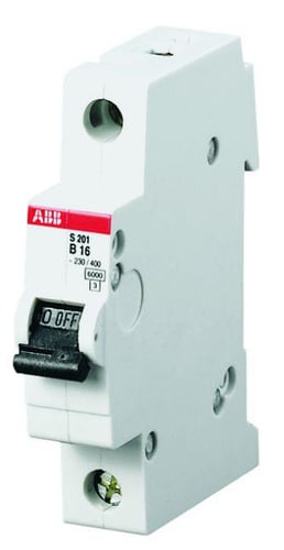 Automatsikring C 6A 1-polet C-karakteristik brydeevne 6kA 230V AC 17,5mm bred S201-C6 - 1