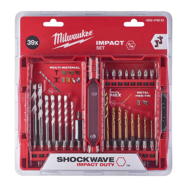 Milwaukee bor-/bitssæt 1 SHW/TIN/MM 39 dele - 1