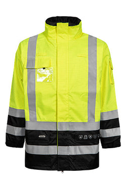 Lyngsøe Flammehæmmende Vinterskaljakke Hi-Vis gul/sort str XS - 1