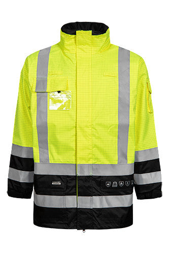 Lyngsøe Flammehæmmende Vinterskaljakke Hi-Vis gul/sort str S - 1