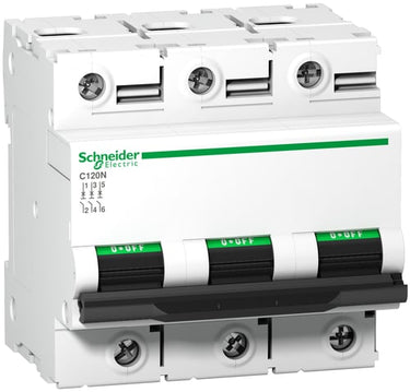 Automatsikring C120N 3P 100A Mono terminal C-karakteristik 10kA 230/400V Bredde 81mm - 1