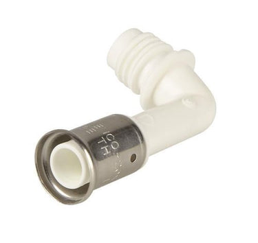 Henco pres tilslutning 90° 20 mm til fordelerrør nedad - 1
