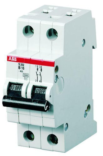 Automatsikring C 6A 2-polet C-karakteristik brydeevne 6kA 230/400V AC 35mm bred S202-C6 - 1