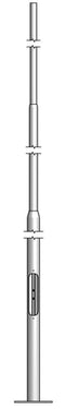 Bertlede mast 7m med fodflange uden boring. Bundrør Ø 114 mm top Ø 60 mm. - 1