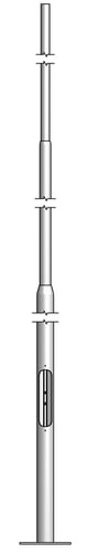 Bertlede mast 7m med fodflange uden boring. Bundrør Ø 114 mm top Ø 60 mm. - 1