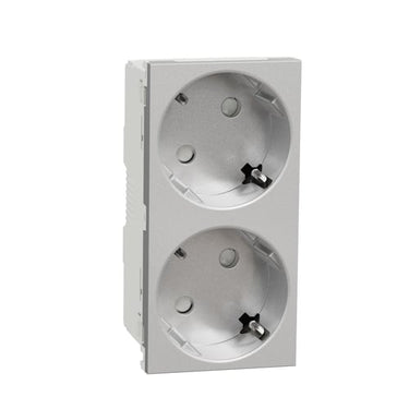 2xSchuko socket 2P+E screwless alu - 1