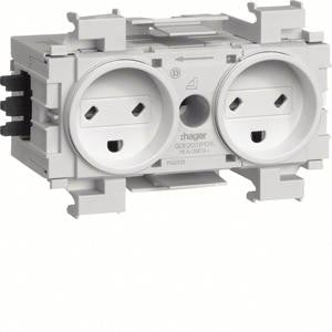 Ecoline 2xEDB stikkontakt for frontmontage RAL 9016 - 1