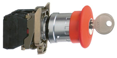 Harmony nødstop komplet med Ø40 mm paddehoved i rød farve med tryk/drej funktion med nøgle (Ronis 455) og 1xNO+1xNC XB4BS9445 - 1