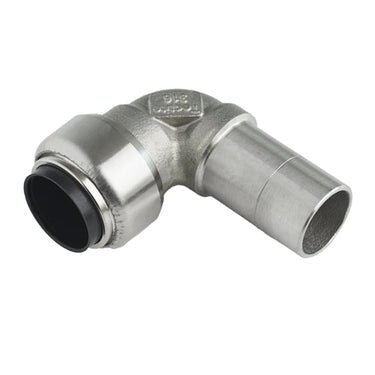 Roth vinkel 90° 22 mm muffe/nippel rustfri stål - 1