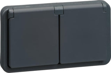 OPUS® 74 stikkontakt dobbelt vandret 2-pol med dansk jord antracitgrå - 1