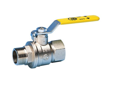 Pettinaroli gaskuglehane med gult greb muffe/nippel 1/2 " - 1
