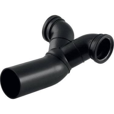 Geberit PEH afløbsbøjning 88,5° 90° 110x110mm t/væg vandret sort - 1