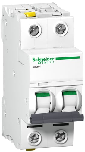 Acti9 iC60H 2P 10A Dobbelt terminal B-karakteristik 10/16kA 230V Bredde 36mm - 1