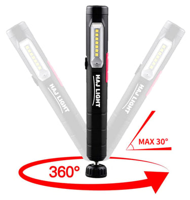 LED pen light genopladelig 220+80 lumen med magnetisk kugleledsfod HAJ LIGHT - 1