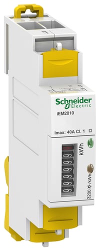 Acti9 1 faset Kilowatt-time måler til montering på DIN skinne med display - MID certificeret med puls udgang. - 1