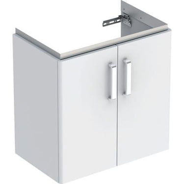 Geberit Renova Compact vaskeskab 597 x 397 x 605 mm 2 låger blankpoleret hvid højkomprimeret trelags-spånplade lakeret - 1