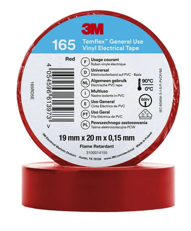 Temflex el vinyltape 165 rød 19 mm x 20 m - 1