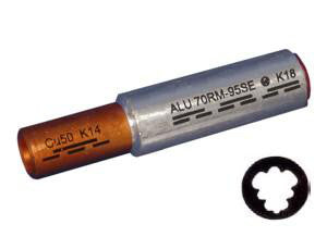 DIN 46235 Al/Cu-pressemuffe profil AKS35-16DIN-PR 35/50mm² SM/SE + 16mm² - 1