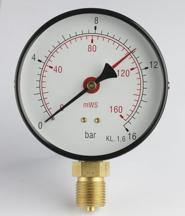 Manometer 1/2XØ80 0-0,6 bar/0-6 MVS nedadrettet studs - 1