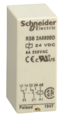 Stikbensrelæ 2C/O 8A 24VDC - 1