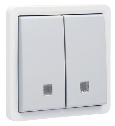 Fjedertryk med linse dobbelt IP55 grå - 1