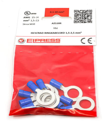 Isol. ringkabelsko A2510R 1,5-2,5mm² M10 Blå - I poser á 10 stk. - 1