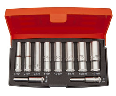 Bahco toppesæt 1/4" lang 10 dele 4-13mm - 1