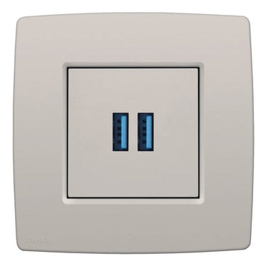 Afdækning til 2 x USB-A-oplader light grey - 1