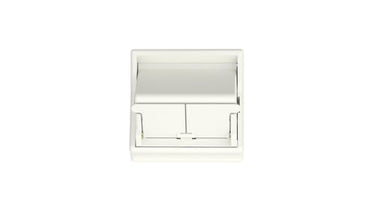 Dataudtag 45x45 for 2x Panduit NetKey Modular Jack med støv klaplåg hvid - 1