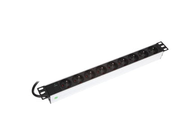 Powerpanel 9xPin jord med led 1U sort - 1