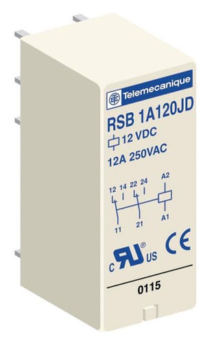 Stikbensrelæ 1C/O 12A 12VDC - 1