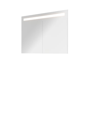 Sanibell Proline spejlskab med LED belysning 100 x 74 cm hvid højglans sidepaneler - 1