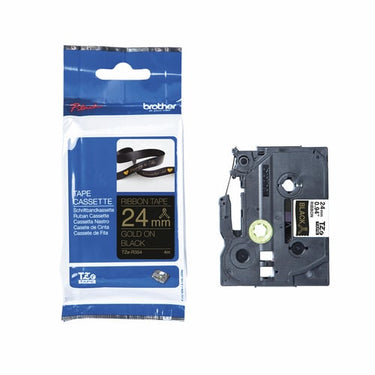 Label Brother TZe-R354 24mmx4m guld på sort satin - 1