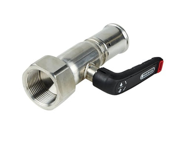 Henco kuglehane pres/indvendig gevind med håndtag 32 mm x 1 1/4" rustfrit stål - 1