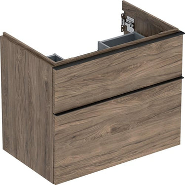 Geberit Icon vaskeskab 740 x 476 x 615 mm 2 skuffer nøddetræ højkomprimeret trelags-spånplade melamin træstruktur - 1