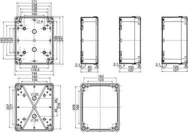 Kasse abs 241X194X87 gråt låg - 1
