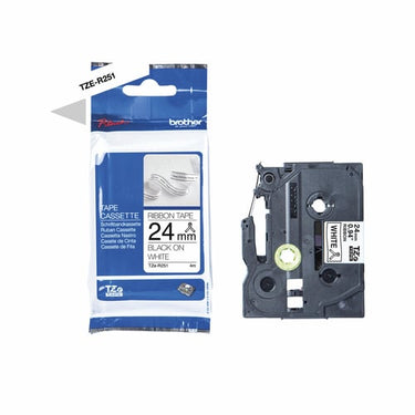 Label Brother TZe-R251 24mmx4m sort på hvid satin - 1