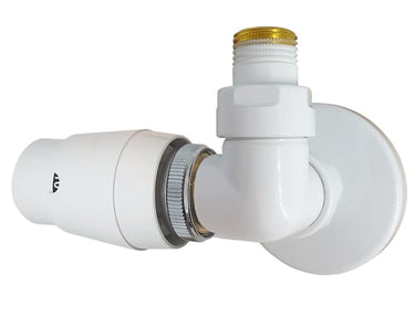 KRISS Corner RTL returtermostatventilsæt 1/2" V/L fremløb venstre hvid (RAL9016) - 1
