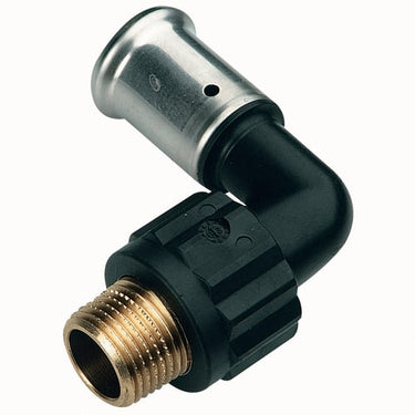 Henco pres vinkel 90° PVDF 40 mm x 1 1/4" pres/udvendig gevind - 1