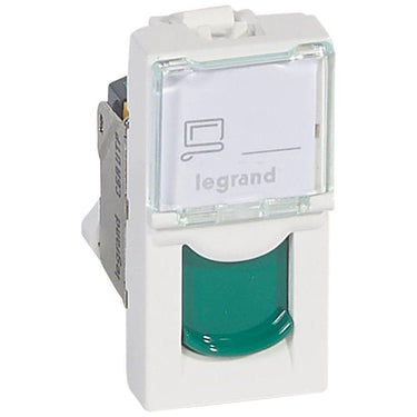 Mosaic dataudtag RJ45 Cat-6A UTP 1M grøn klap hvid - 1
