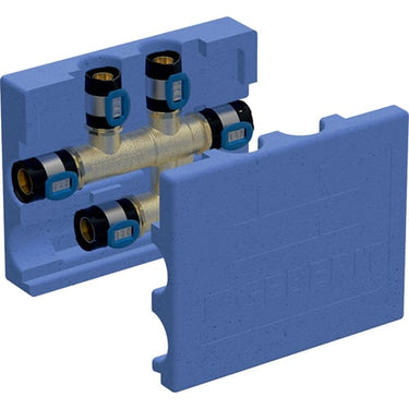 Geberit FlowFit krydstee 20 x 16 x 20 mm m/iso.boks blå - 1